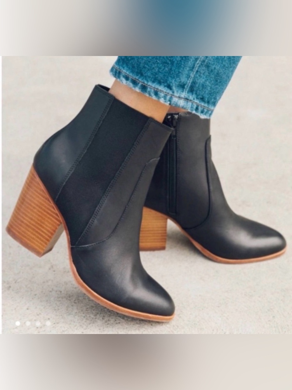 Soludos Black Leather Heeled Boots